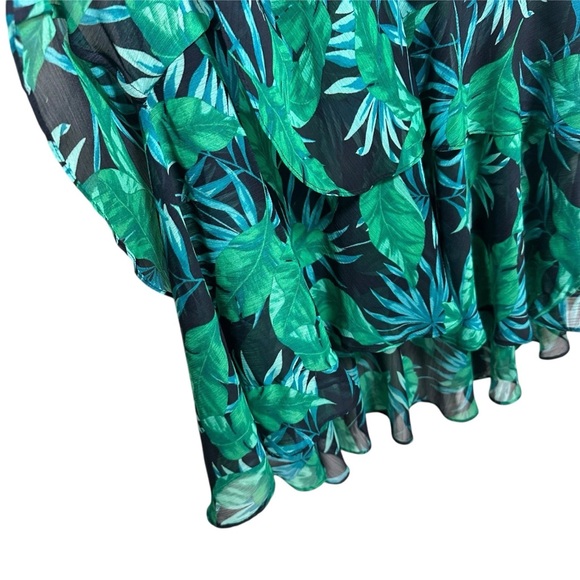 Marc New York Womens Sz 10 Short Sleeve High Low Leafy Shift Dress Resort Ruffle - Picture 7 of 16